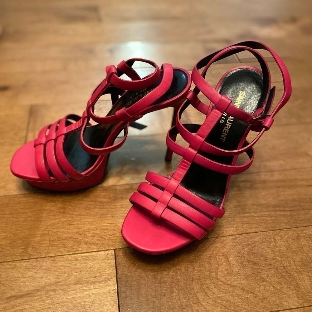 Yves Saint Laurent Bianca Platform Heels Sandals in Bright Pink Fuchsia • EU 37